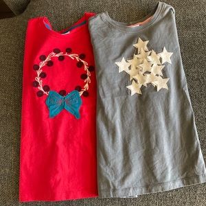 2 Hanna Andersson Christmas Tees; Wreath & Star